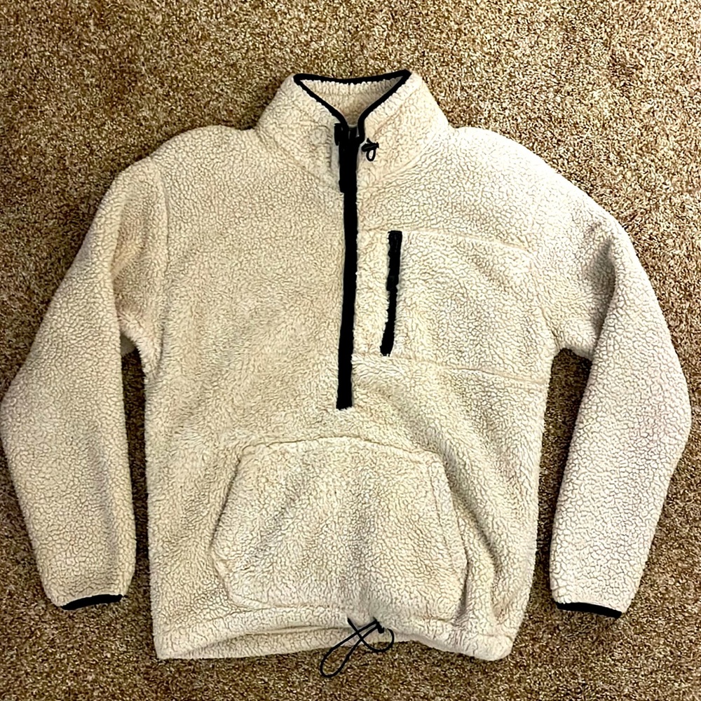 PINK sherpa quarter zip pullover.